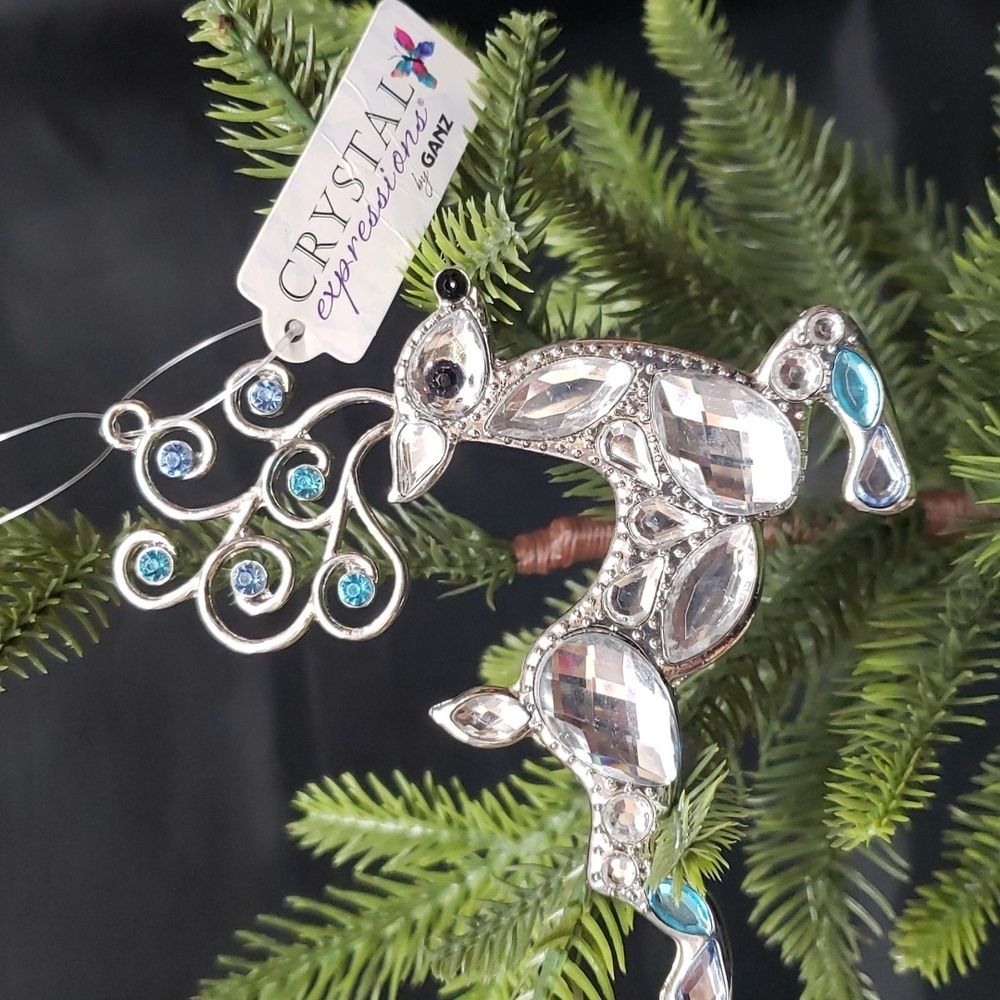 Ganz NWT Holiday Deer Blue and Silver Jeweled Ornament